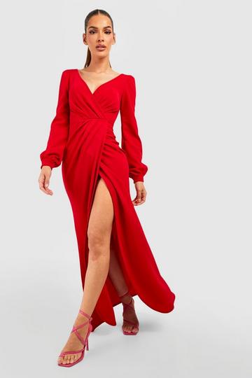 Off The Shoulder Wrap Maxi Dress red