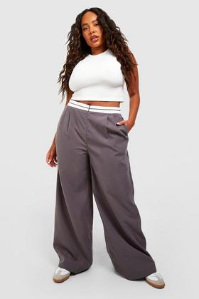 Tall White High Waisted Woven Suit Pants