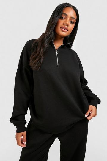 Basic Oversized Half Zip Sweatshirt black