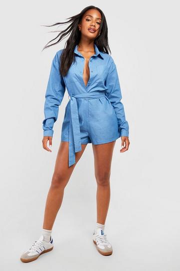 Chambray Playsuit light blue
