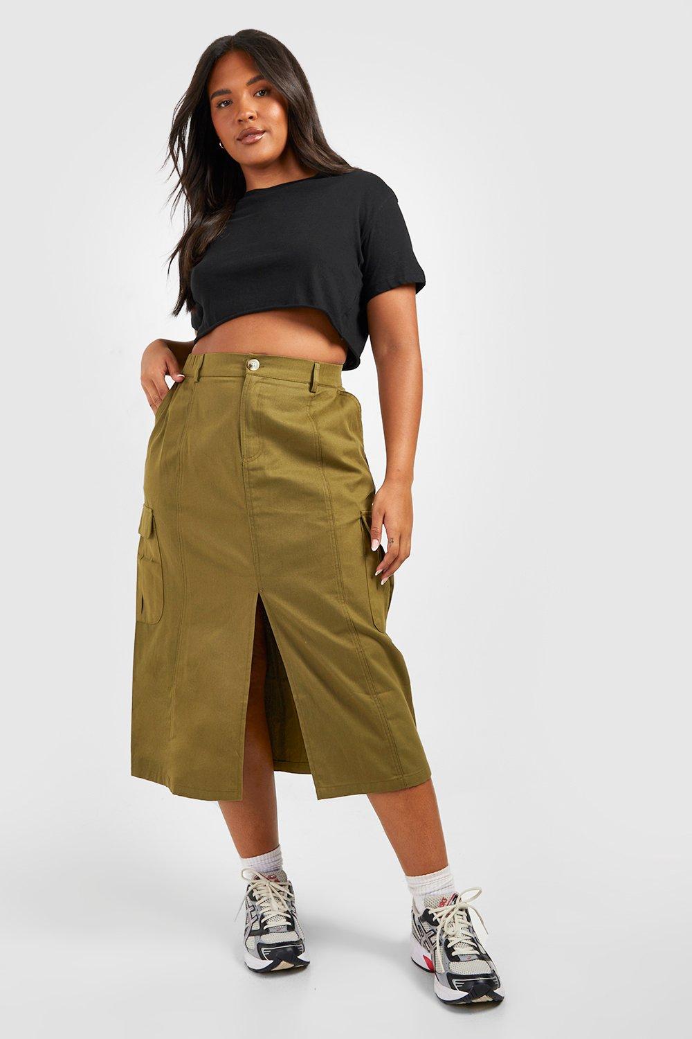 Khaki camo best sale denim skirt