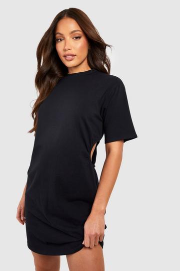 Tall Cut Out Ruched Detail T-shirt Dress black