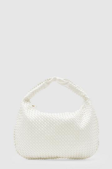 Woven Slouchy Tote Bag cream