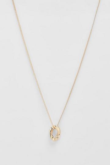 Gold Metallic Hammered Oval Drop Necklace