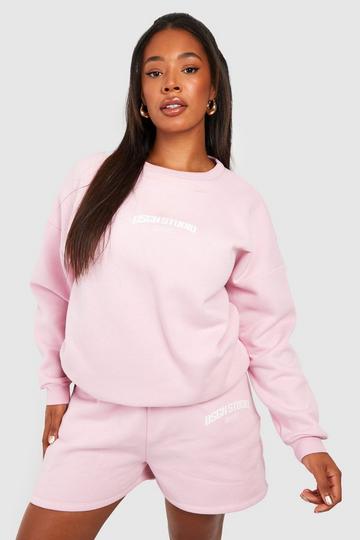 Plus Dsgn Sport Sweatshirt Short Tracksuit pink