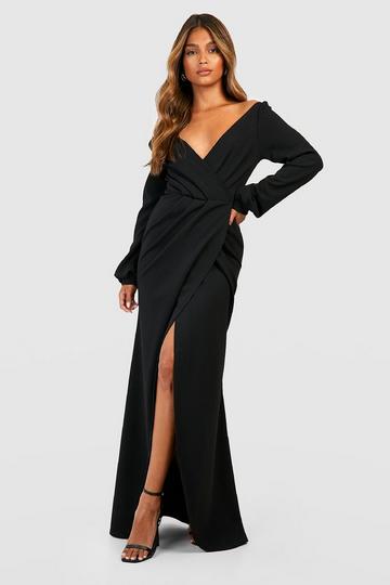 Off The Shoulder Wrap Maxi Dress black