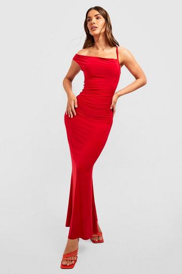 Red Slinky Strappy Maxi Dress