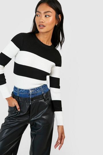 Wide Stripe Sweater black