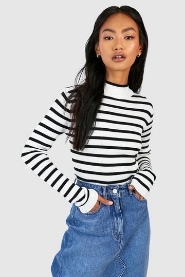 Fine Gauge Stripe Sweater black