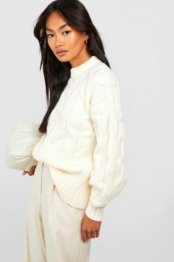 Cream White Chunky Soft Knit Cable Jumper