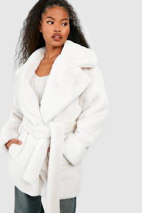 Oversized Faux Fur Detail Coat