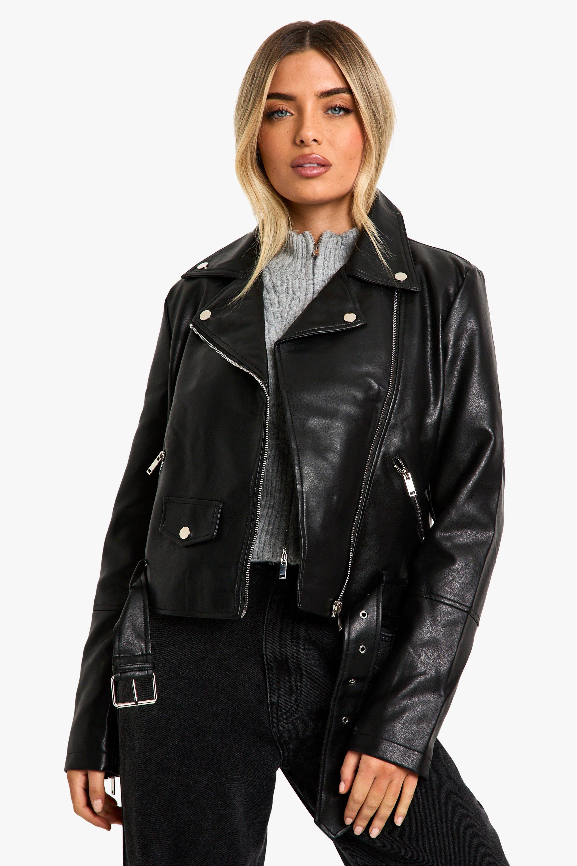 Boohoo faux leather biker cheap jacket