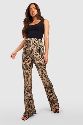 Tall Leather Look High Waisted Flared Trousers