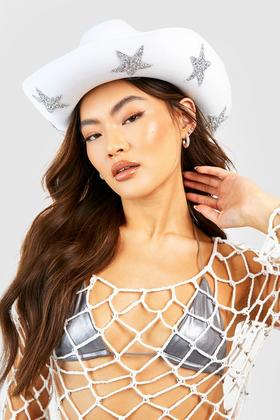 White Metallic Halloween Cowboy Hat
