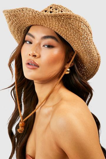 Straw Western Toggle Cowboy Hat natural