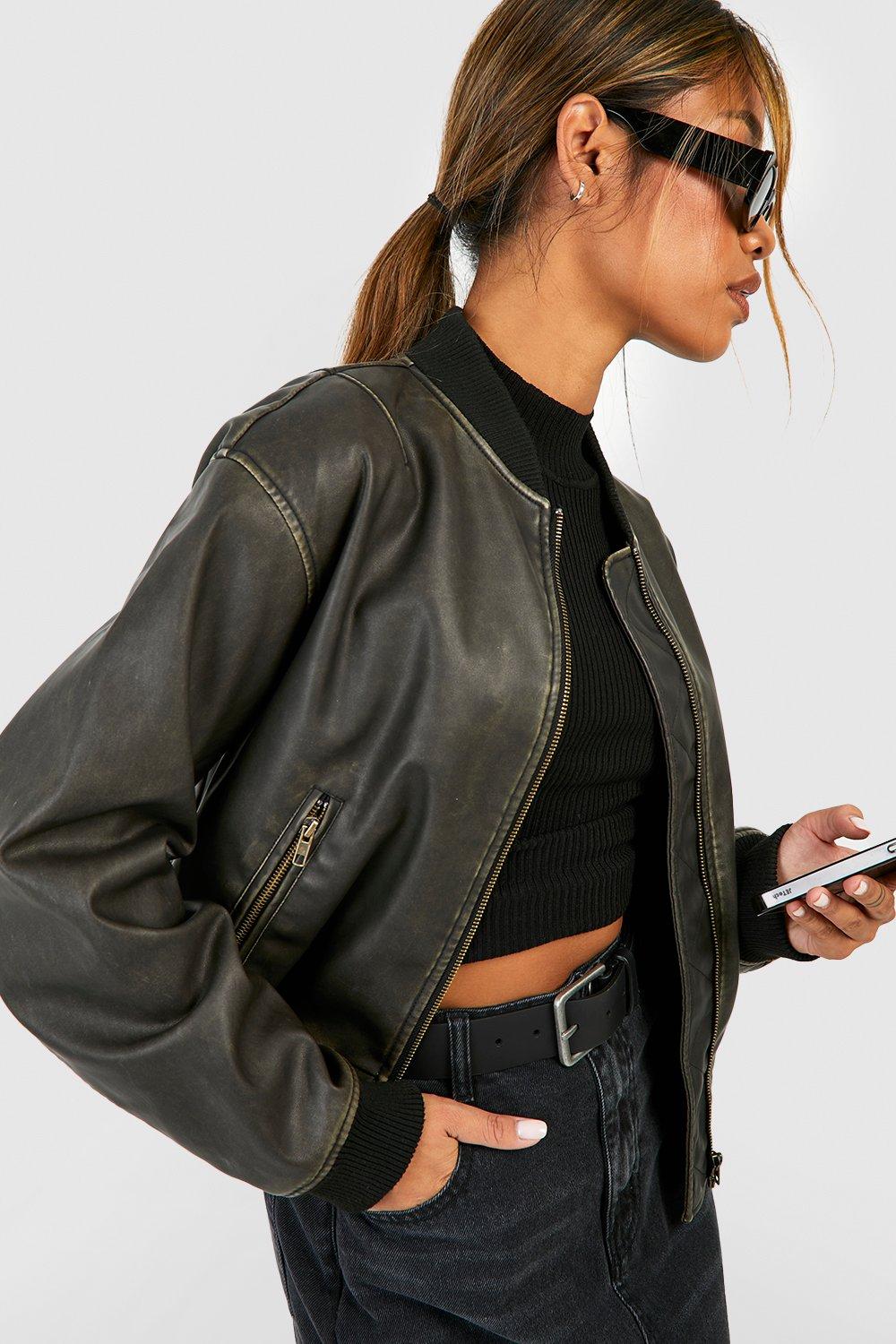 Leather Bomber Jackets | boohoo UK