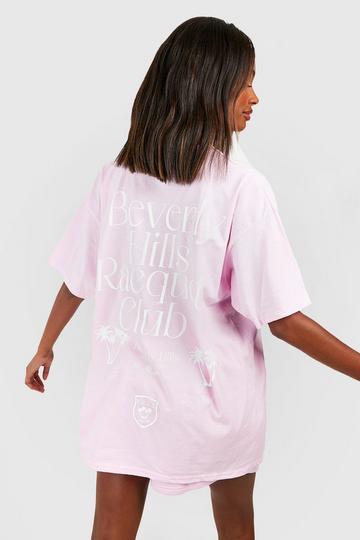 Pink Racquet Club Back Print Oversized T-shirt