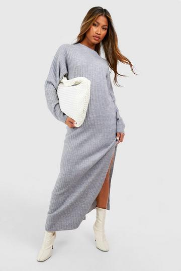 Soft Rib Maxi Knitted Dress grey