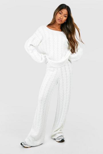 Soft Cable Knitted Co-ord ecru