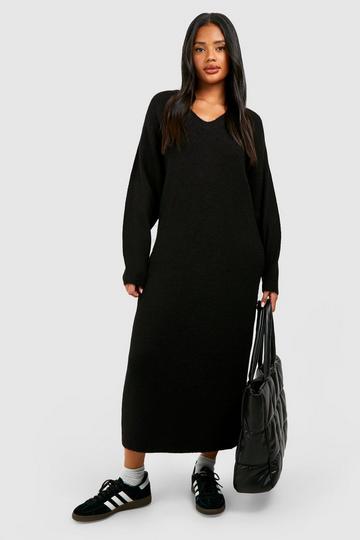 Slouchy Soft Knit Maxi Knitted Dress black