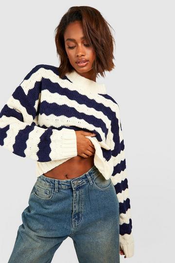 Chunky Stripe Jumper navy