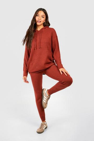 Soft Knit Hoodie Co-ord rust