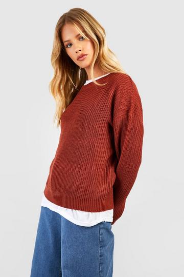 Basic Crew Neck Sweater rust