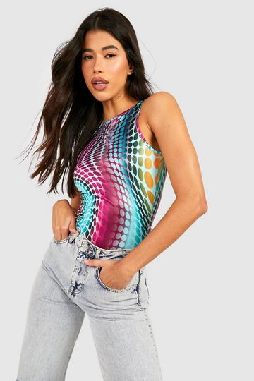 Tall Abstract Spot Racer Bodysuit multi