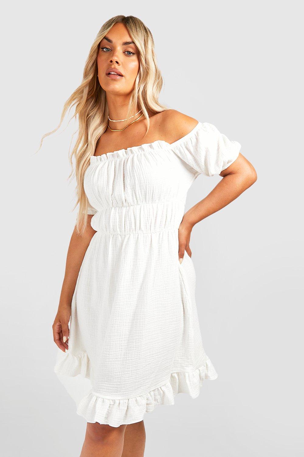 Shoulder White Dress