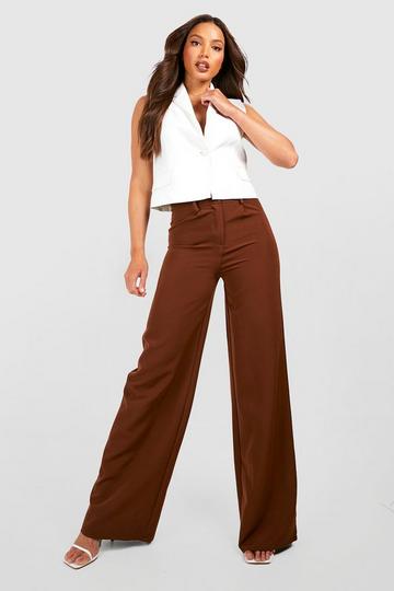 Tall Tailored Wide Leg Trouser chocolate