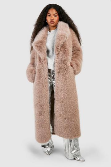 Premium Faux Fur Maxi Coat mink brown