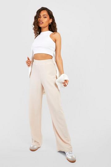 Textured Wide Leg Lounge Trouser stone