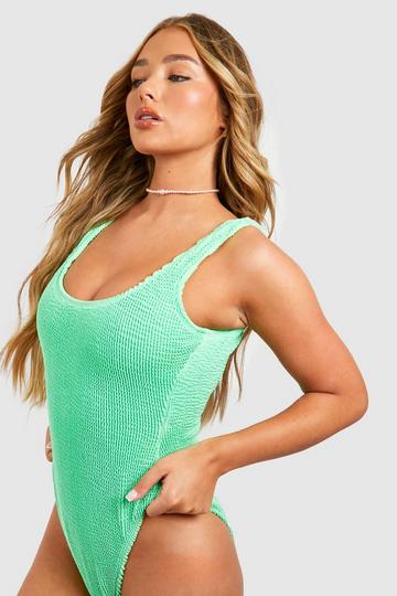Premium Crinkle Square Neck Swimsuit green