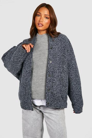 Tall Oversized Wool Bomber Jacket slate blue