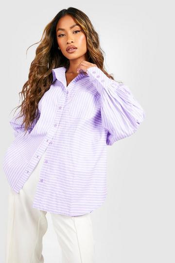 Lilac Purple Stripe Deep Cuff Shirt