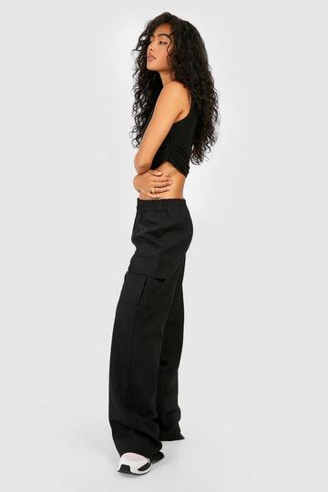 High Waisted Cargo Trousers black
