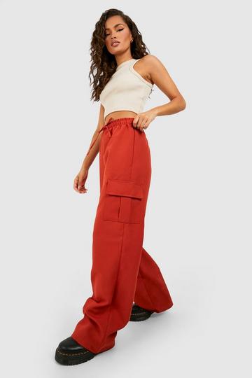High Waisted Cargo Trousers rust