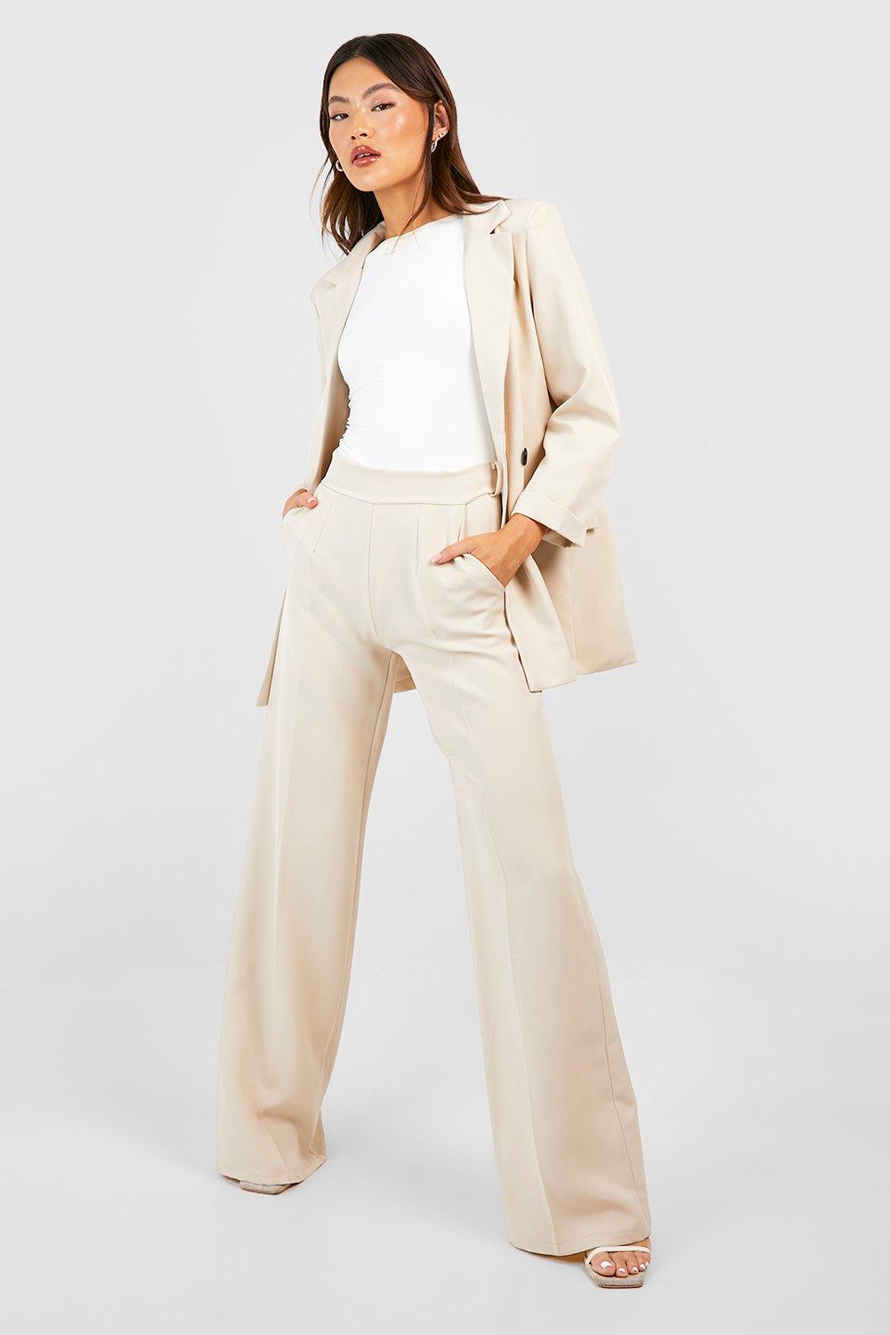 Wide Leg High Waisted Trousers In Cream | One Nation Clothing | SilkFred US