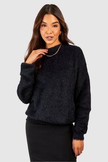 Fluffy Knit Jumper black