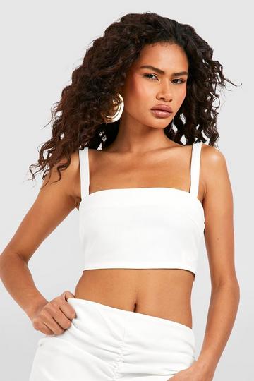 Square Neck Strappy Cami Top ivory