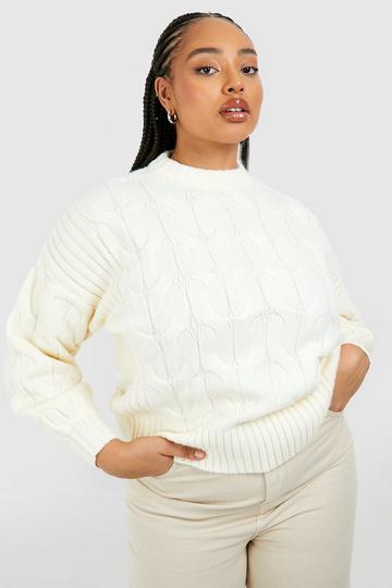 Cream White Plus Soft Knit Chunky Sweater