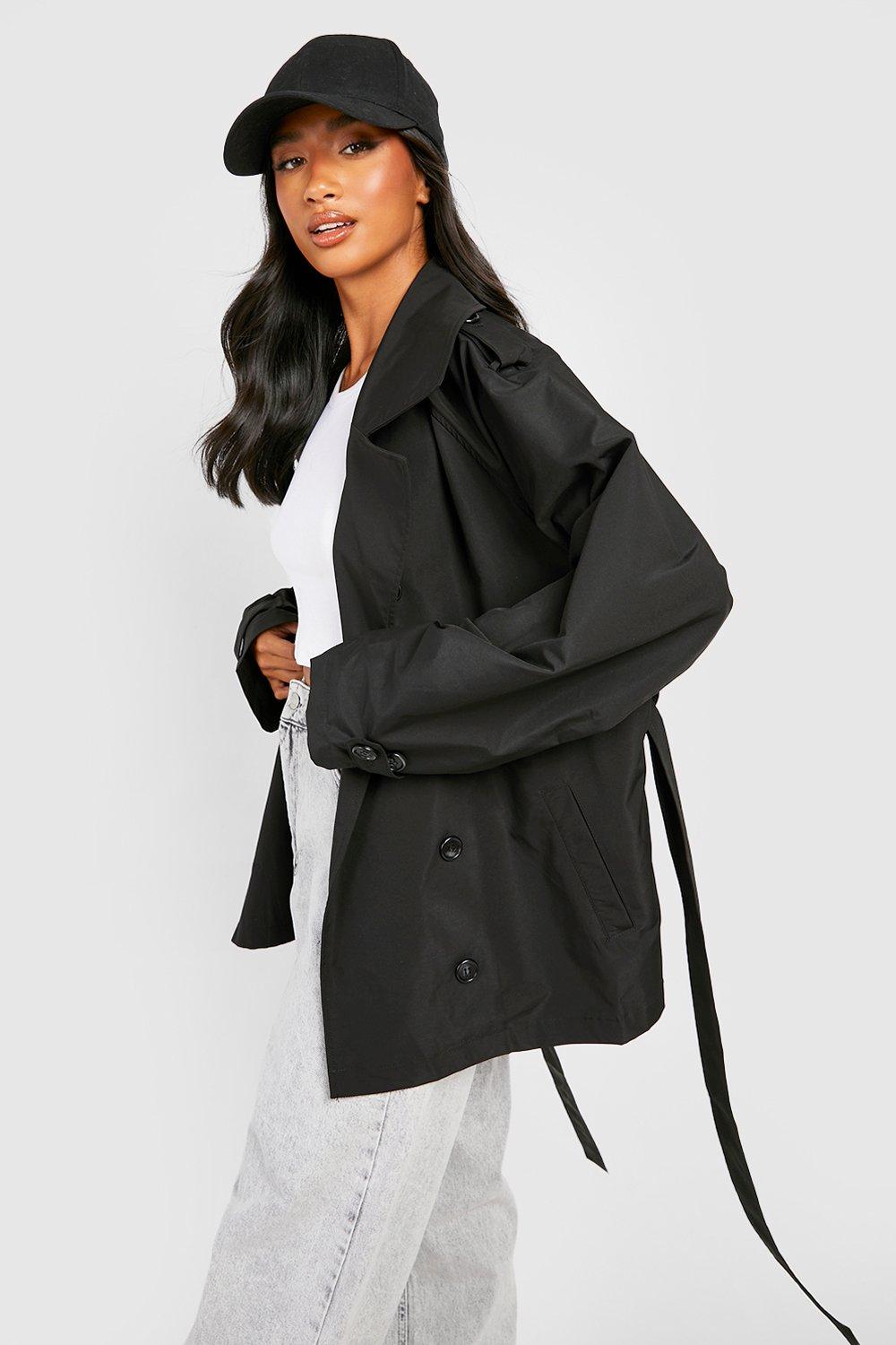 Black trench 2024 coat women's petite