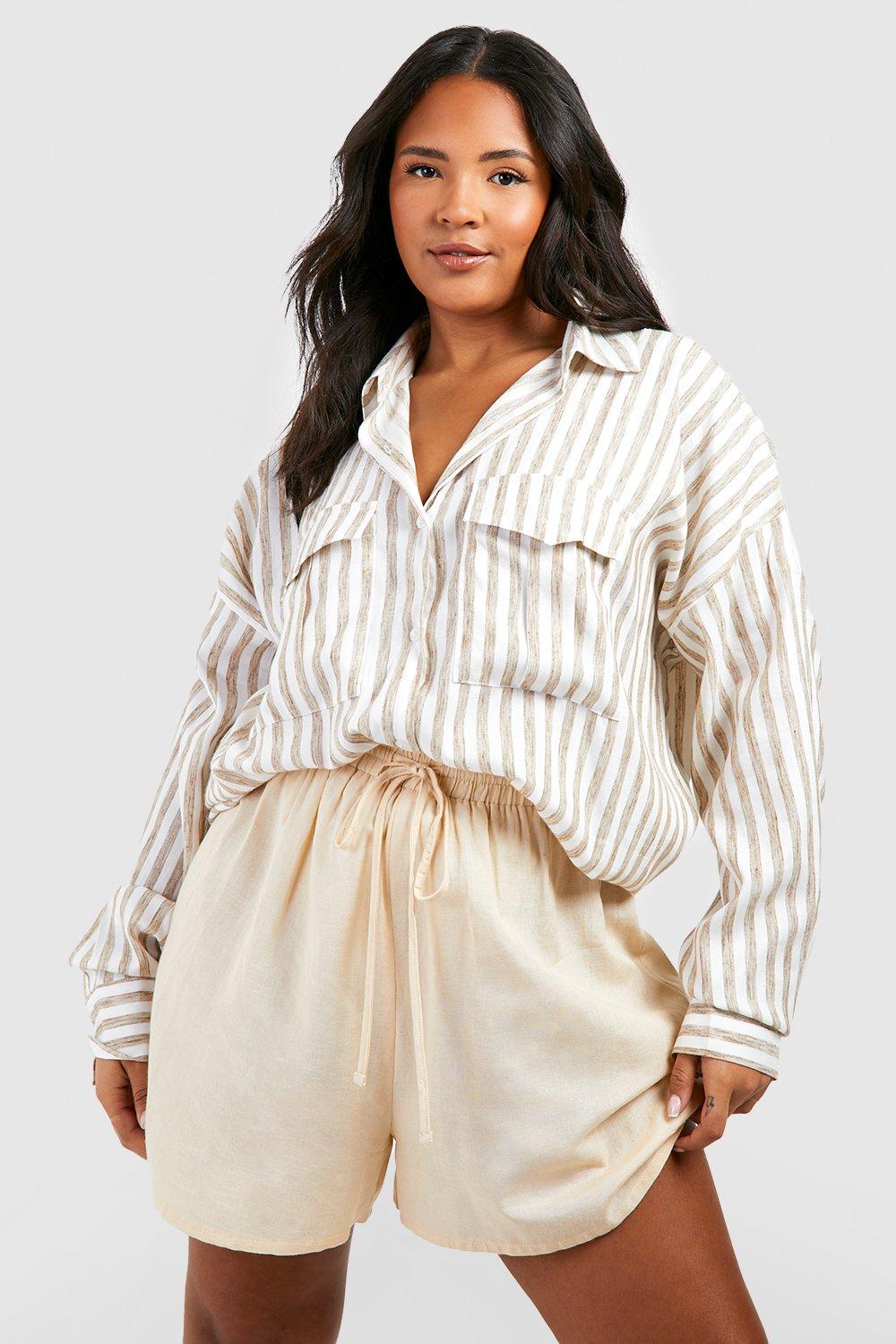 Plus size hot sale linen tops sale