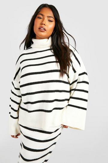 Plus Soft Knit Stripe Jumper ivory