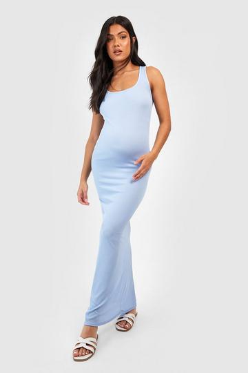 Maternity Rib Scoop Neck Maxi Dress blue