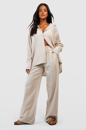 Cotton Tonal Pinstripe Pyjama Trouser stone