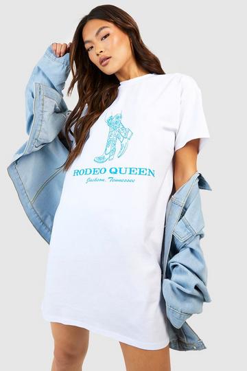 Rodeo Queen Slogan Oversized T-shirt Dress white