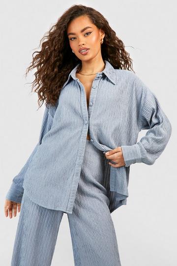 Crinkle Relaxed Fit Shirt grey blue