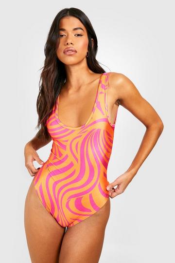 Tall Abstract Zebra Print Scoop Swimsuit multi