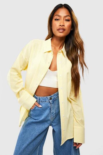 Crinkle Stripe Oversized Shirt yellow